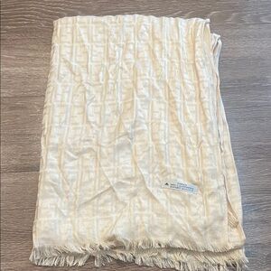 Cream Patterned  cashmere Scarf